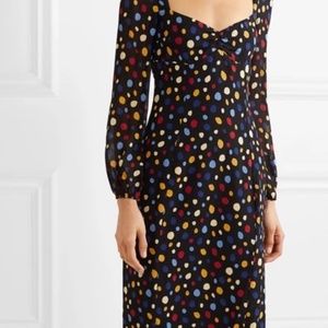 Size 4 Polka Dot Mabille Reformation Dress, Black, Navy, Blue, Red, Yellow